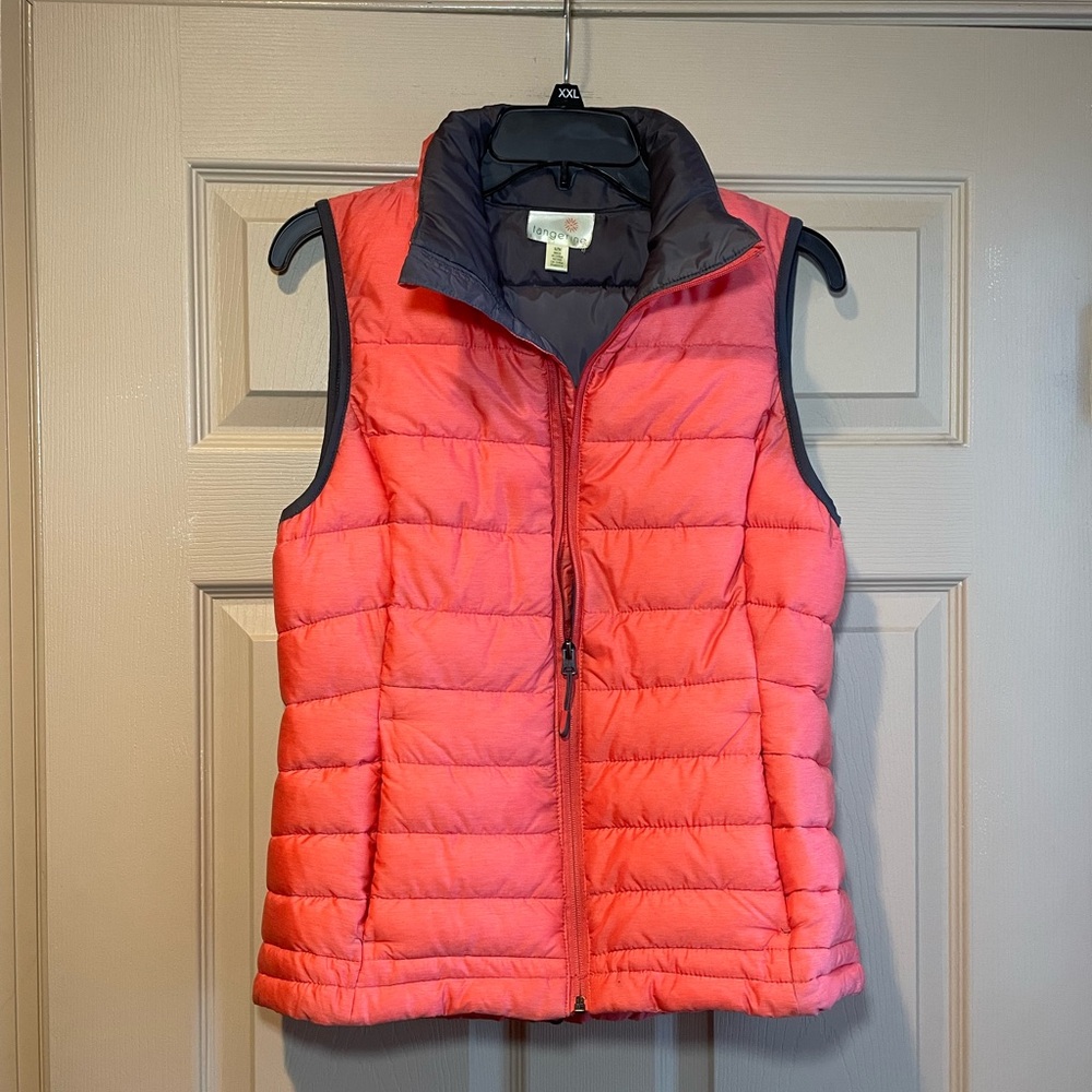 Tangerine Women's Bright Orange Full Zip Puffer Vest w/Gray Inside,‎ Size Medium